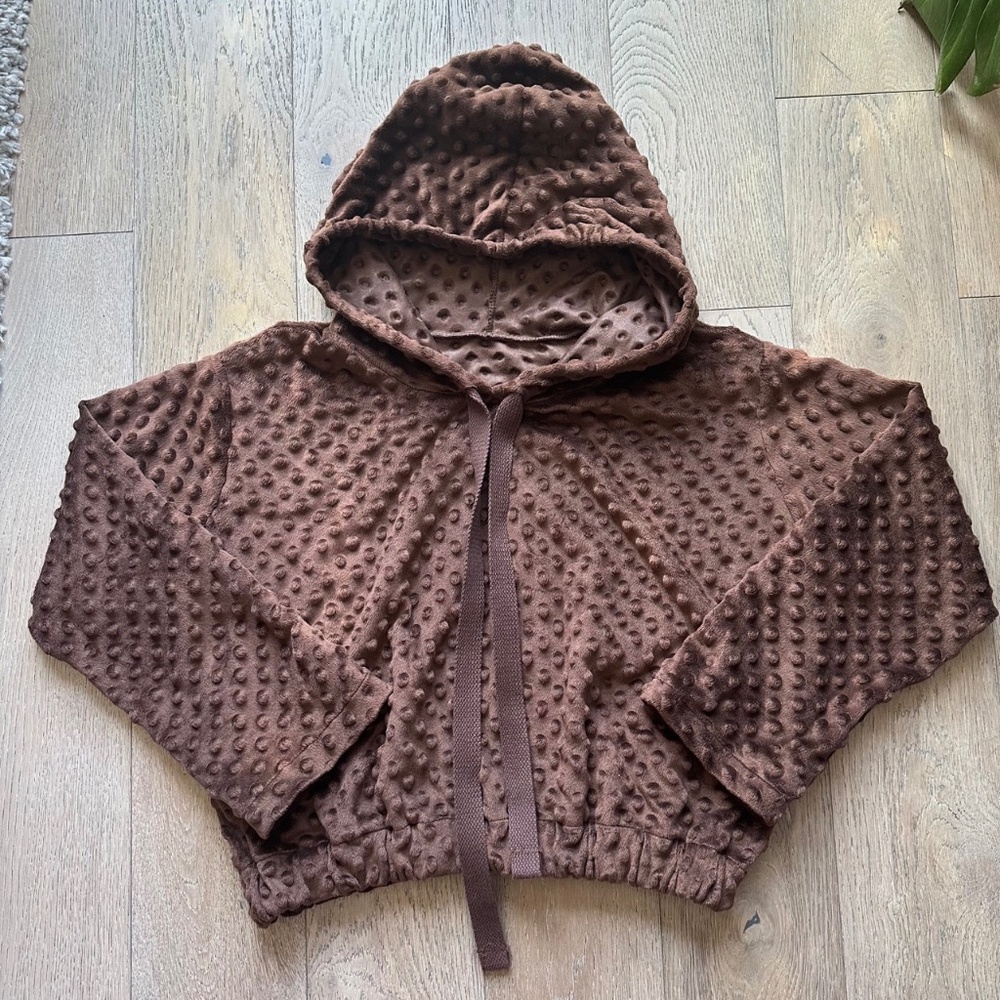 Chocolate Brown Handmade Hoodie With Elastic Waist
